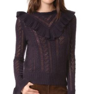 $460 Ulla Johnson Cashmere Maritza Sweater in Olive Size S